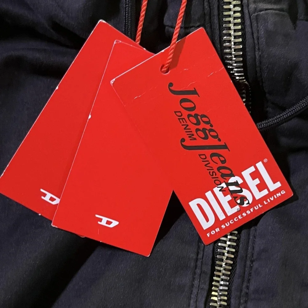 Diesel Jacket Mens Small Black D-Hennes Jogg JoggJeans Hooded Parka Full Zip